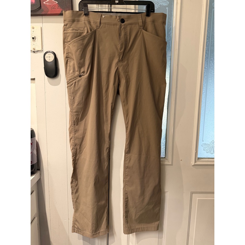 Orvis Mens Performance Stretch Khaki Pants Tan Straight Leg Hiking 1525905